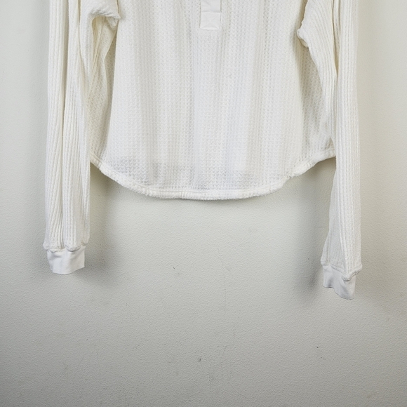 ANINE BING Textured Henley Top In White Size Small - Picture 4 of 10